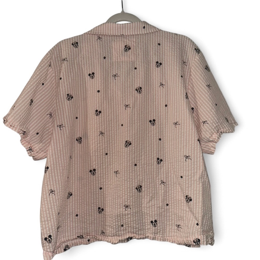 American Eagle AE Disney Mickey and Minnie Pajama Top Pink Seersucker Bows XXL - Picture 5 of 7